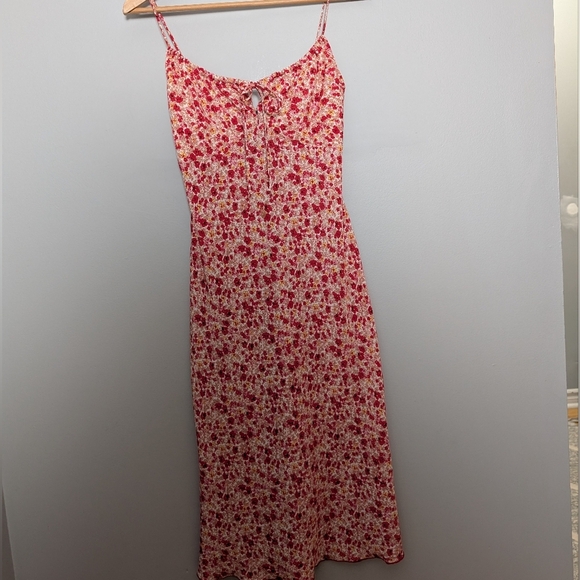 True Vintage Y2k Garage Red Floral Midi Dress Made In Canada Whimsy Coquette - Picture 6 of 8